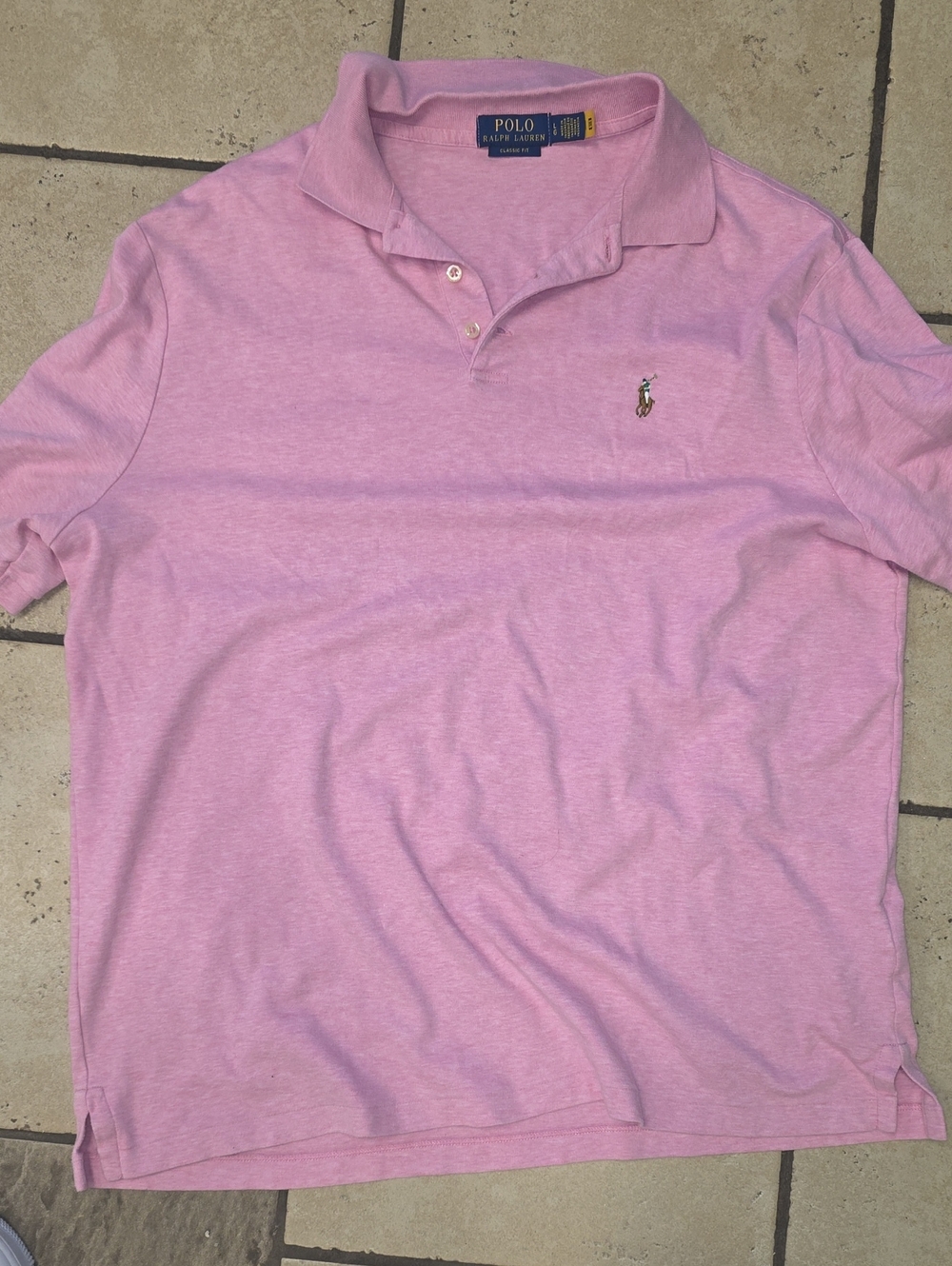 Polo by Ralph Lauren Men’s Heather Pink Polo Shirt with Pony Logo